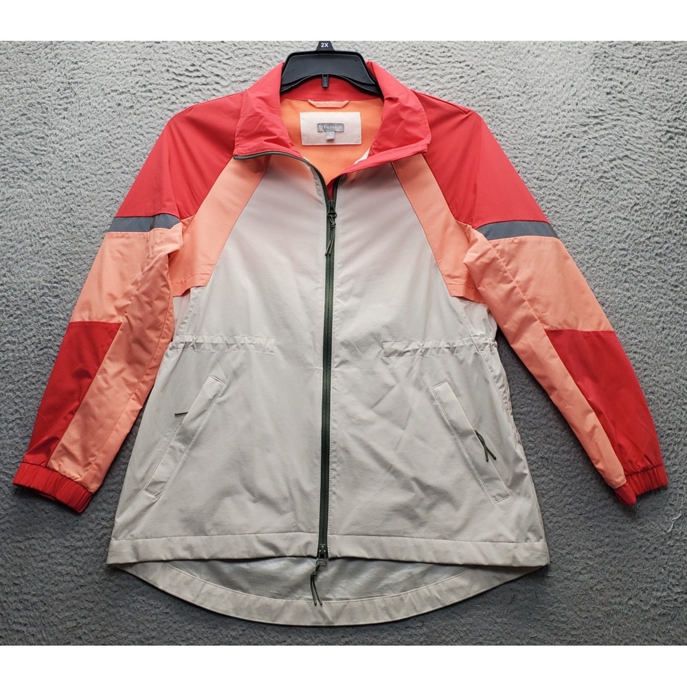 T by Talbots Windbreaker Jacket Women Small Multi Golf Drawcord Waist Zip-Up EUC
